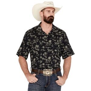 Wrangler Men's Coconut Cowboy Hawaiin Shirt Black Western Snap XL